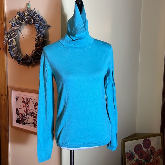 MAX MARA Spilata Size Large Turquoise Green Turtleneck 100% Pure New Wool  $458 - Picture 5 of 15